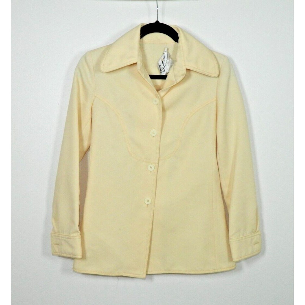 Boutique International Shirt‎ Blazer Size Small Butter Yellow Vintage 1970's